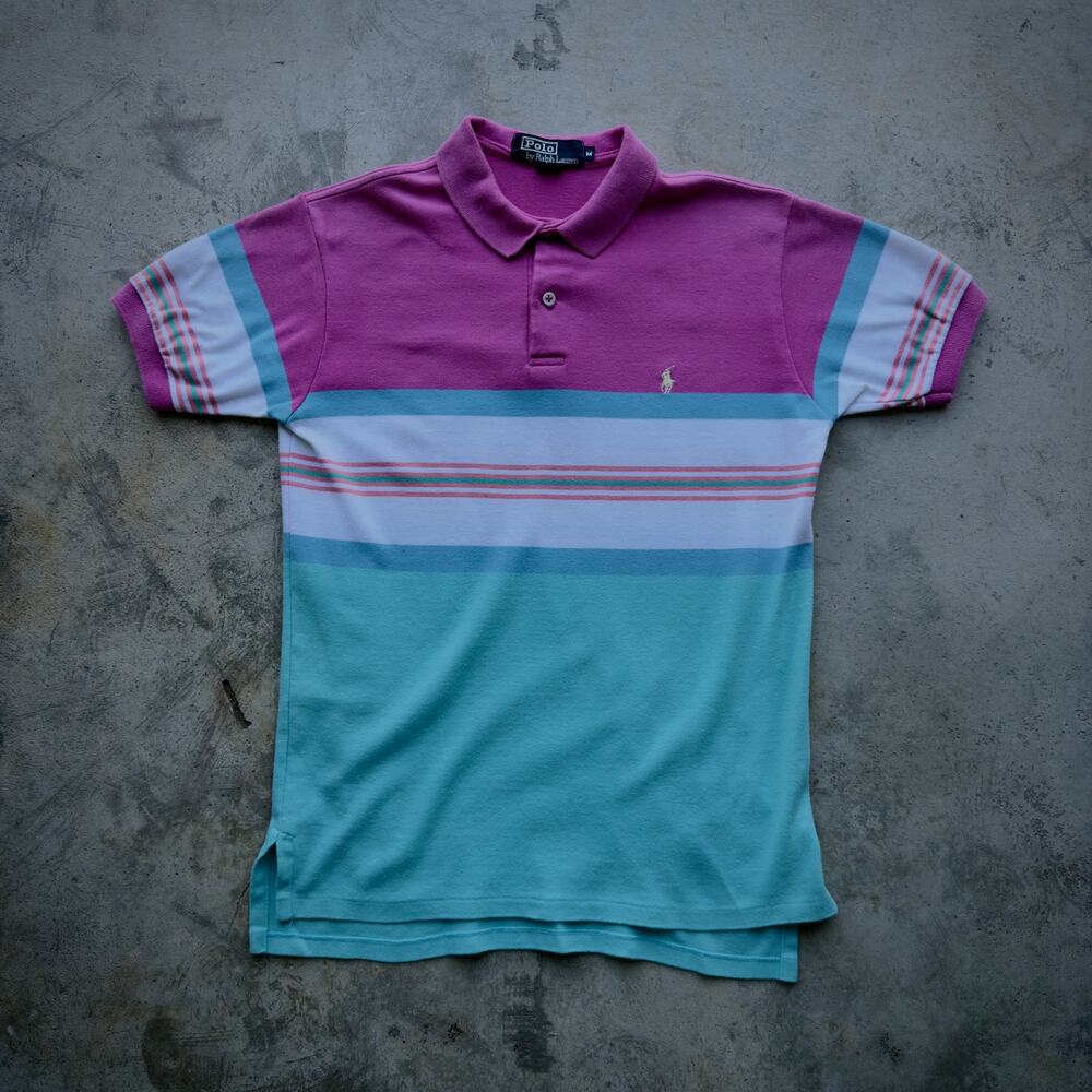 80s Polo Ralph Lauren Colorblock Polo Shirt Size M